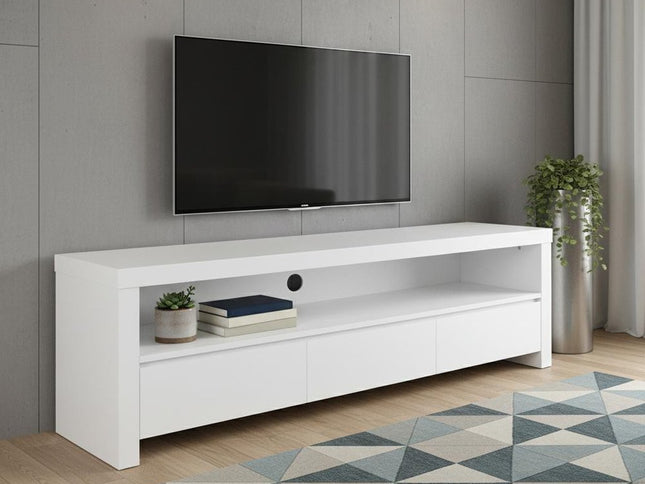 59" White Enclosed and Open Storage TV Stand