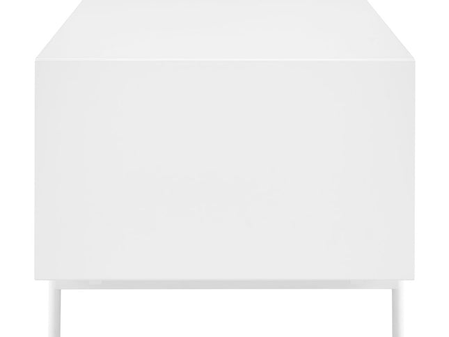 47" White Wood and Steel Coffee Table With Two Shelves