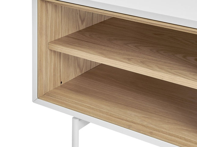 47" White Wood and Steel Coffee Table With Two Shelves