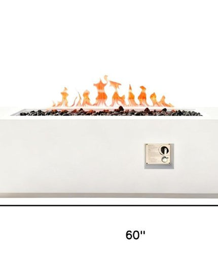 60000 BTU 60" White Magnesium Oxide Propane Rectangular Fire Pit Table With Cover