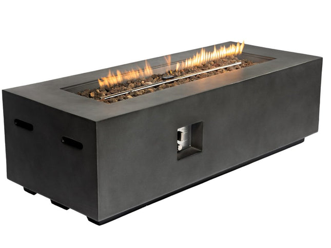 60000 BTU 60" Black Magnesium Oxide Propane Rectangular Fire Pit With Cover