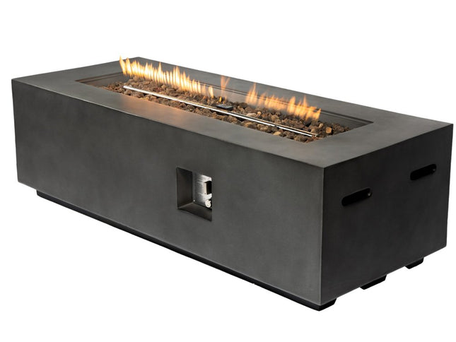 60000 BTU 60" Black Magnesium Oxide Propane Rectangular Fire Pit Table With Cover
