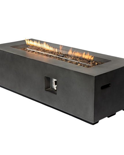 60000 BTU 60" Black Magnesium Oxide Propane Rectangular Fire Pit Table With Cover
