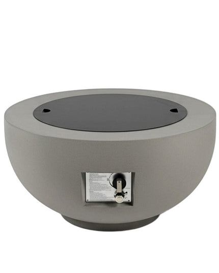 40000 BTU 28" Gray Magnesium Oxide Propane Round Fire Pit Table With Cover