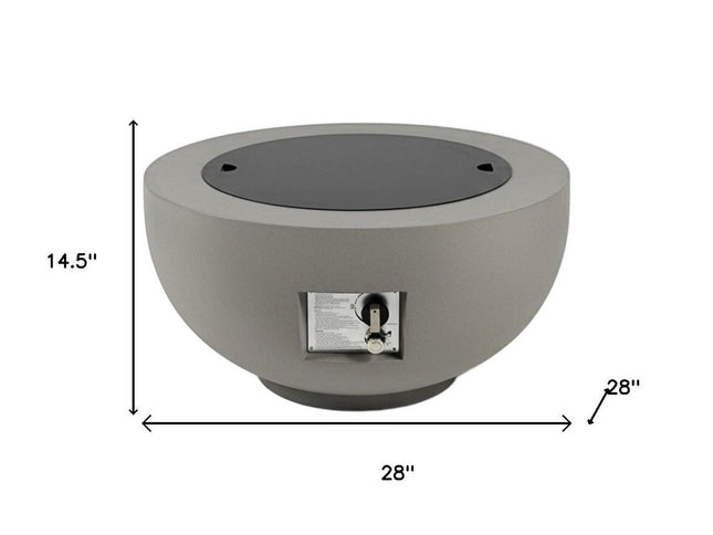 40000 BTU 28" Gray Magnesium Oxide Propane Round Fire Pit Table With Cover