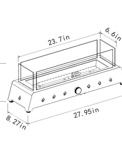 40000 BTU 28" Black Steel Propane Rectangular Fire Pit