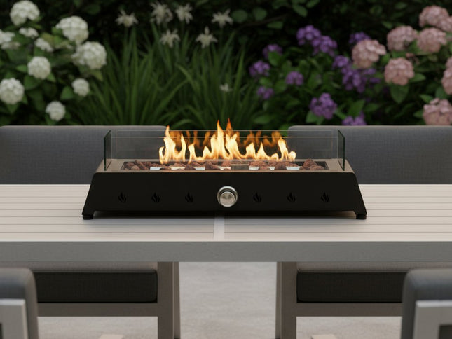 40000 BTU 28" Black Steel Propane Rectangular Fire Pit
