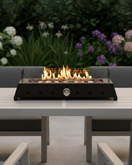 40000 BTU 28" Black Steel Propane Rectangular Fire Pit