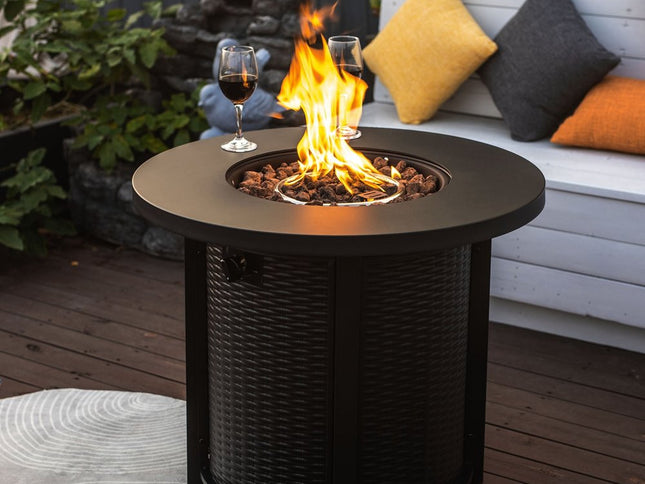 50000 BTU 30" Black Steel Propane Round Fire Pit