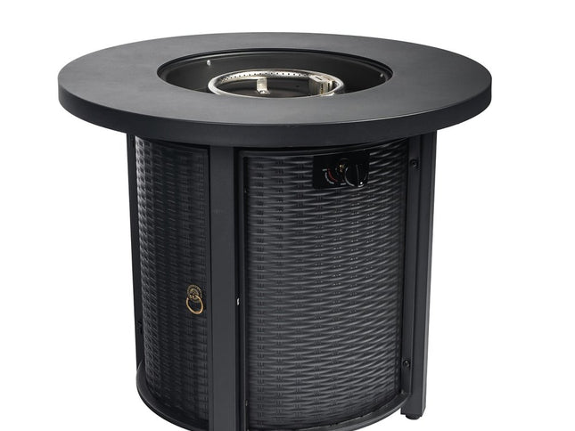 50000 BTU 30" Black Steel Propane Round Fire Pit Table