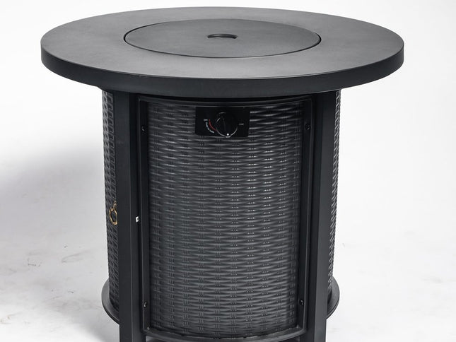50000 BTU 30" Black Steel Propane Round Fire Pit Table