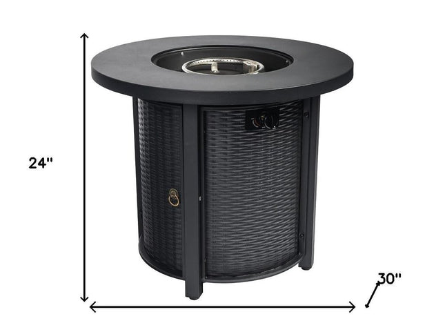 50000 BTU 30" Black Steel Propane Round Fire Pit Table