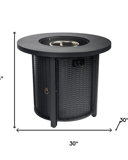 50000 BTU 30" Black Steel Propane Round Fire Pit Table