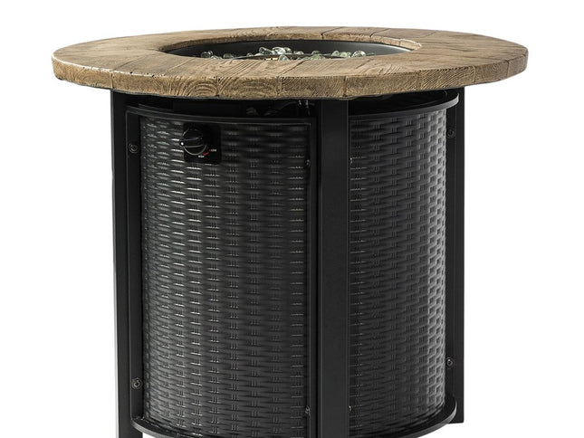 50000 BTU 30" Black And Brown Steel Propane Round Fire Pit Table