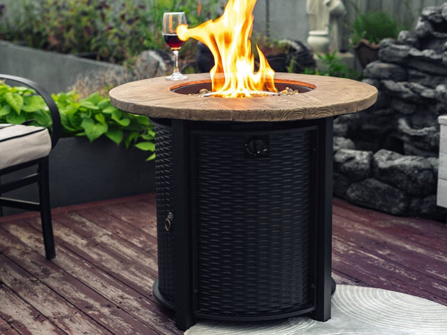 50000 BTU 30" Black And Brown Steel Propane Round Fire Pit
