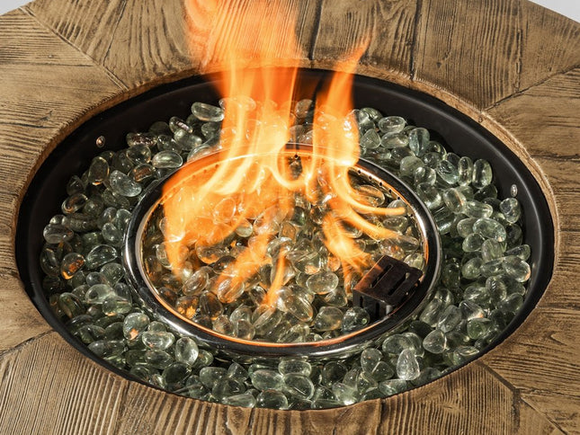 50000 BTU 30" Black And Brown Steel Propane Round Fire Pit Table