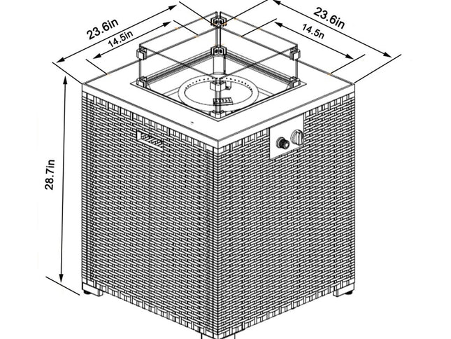 50000 BTU 24" Espresso Wicker Propane Rectangular Fire Pit
