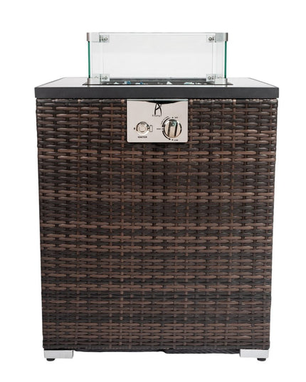 50000 BTU 24" Espresso Wicker Propane Rectangular Fire Pit