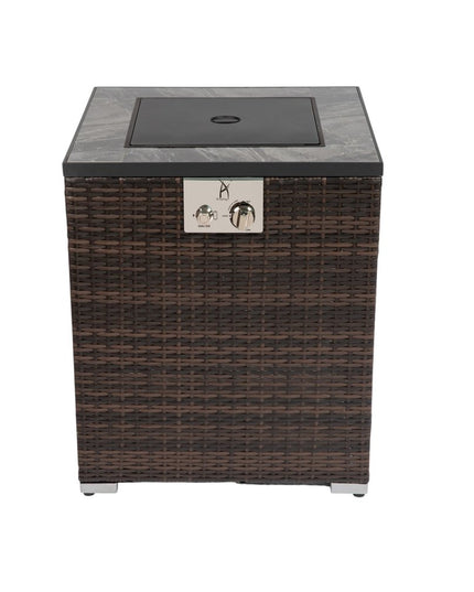 50000 BTU 24" Espresso Wicker Propane Rectangular Fire Pit Table