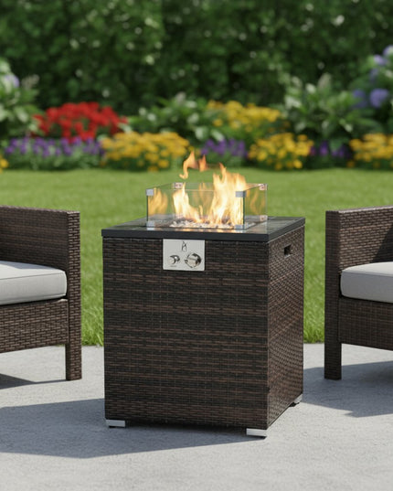50000 BTU 24" Espresso Wicker Propane Rectangular Fire Pit