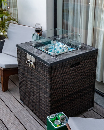 50000 BTU 24" Espresso Wicker Propane Rectangular Fire Pit