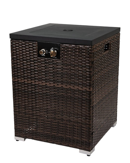 50000 BTU 22" Brown Wicker Propane Rectangular Fire Pit