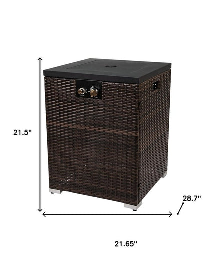 50000 BTU 22" Brown Wicker Propane Rectangular Fire Pit