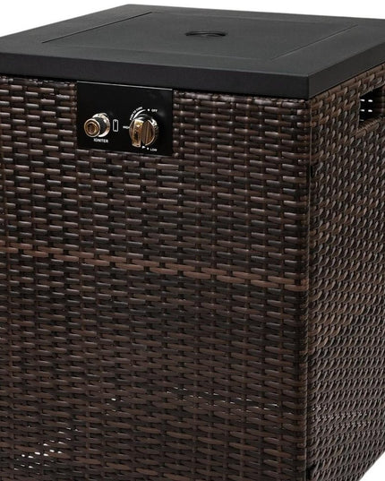 50000 BTU 22" Brown Wicker Propane Rectangular Fire Pit