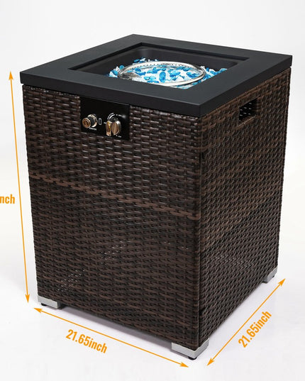 50000 BTU 22" Brown Wicker Propane Rectangular Fire Pit