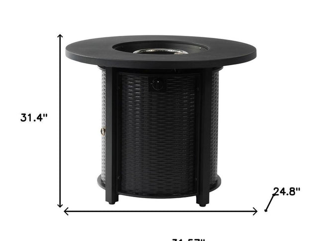 50000 BTU 32" Black Steel Propane Round Fire Pit Table