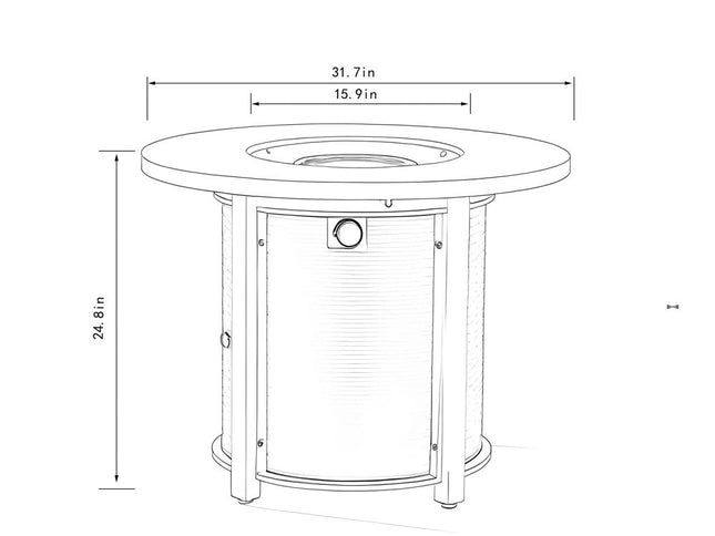 50000 BTU 32" Black Steel Propane Round Fire Pit