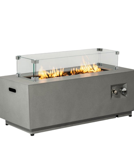 50000 BTU 42" Gray Steel Propane Rectangular Fire Pit With Cover