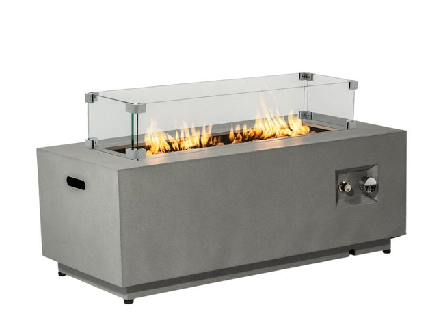 50000 BTU 42" Gray Steel Propane Rectangular Fire Pit Table With Cover