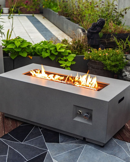 50000 BTU 42" Gray Steel Propane Rectangular Fire Pit Table With Cover