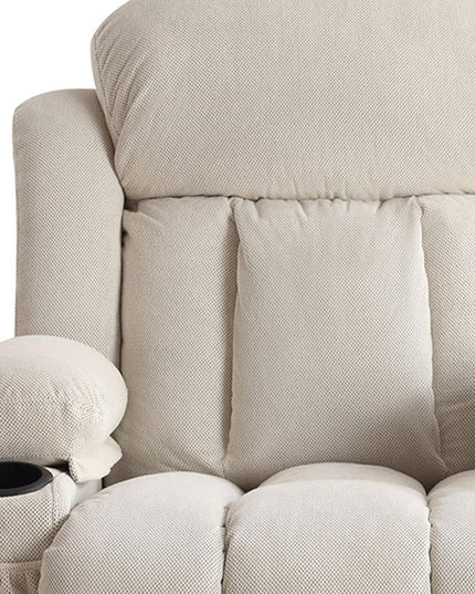 40" Beige Tufted Polyester Blend Heated Massage Swivel Rocker Recliner With USB