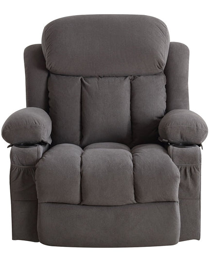 40" Gray Tufted Polyester Blend Heated Massage Swivel Rocker Recliner With USB
