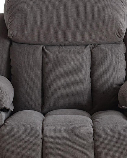 40" Gray Tufted Polyester Blend Heated Massage Swivel Rocker Recliner With USB