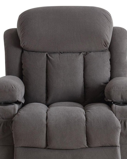 40" Gray Tufted Polyester Blend Heated Massage Swivel Rocker Recliner With USB