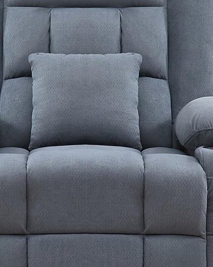 38" Blue Tufted Cotton Blend Heated Massage Manual Swivel Recliner With USB