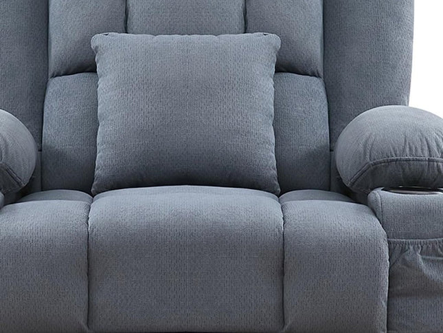 38" Blue Tufted Cotton Blend Heated Massage Manual Swivel Recliner With USB