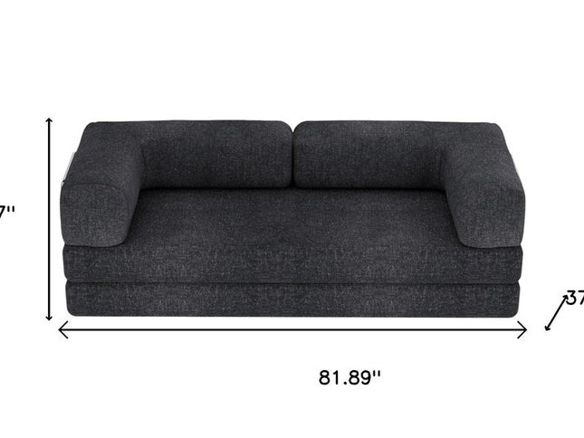 82" Gray Chenille Convertible Futon Sleeper Sofa