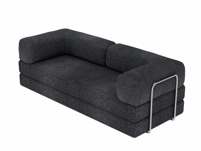 82" Gray Chenille Convertible Futon Sleeper Sofa