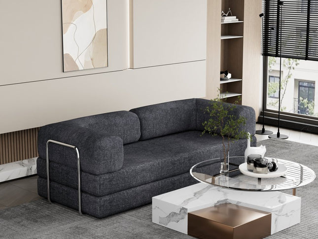 82" Gray Chenille Convertible Futon Sleeper Sofa