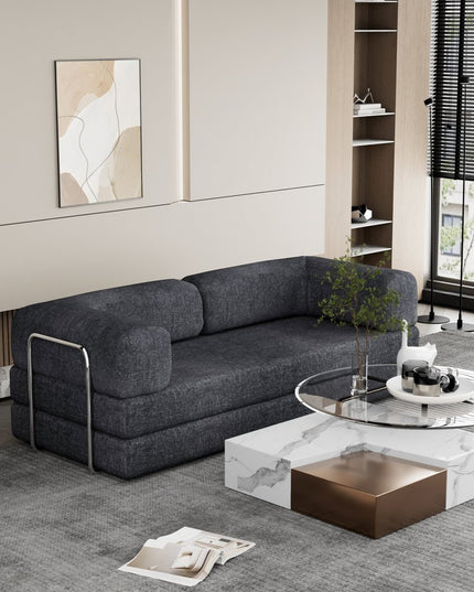 82" Gray Chenille Convertible Futon Sleeper Sofa