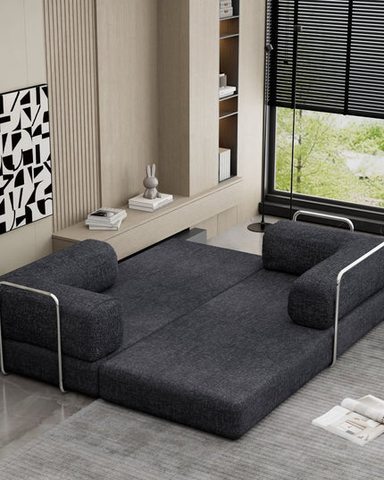 82" Gray Chenille Convertible Futon Sleeper Sofa