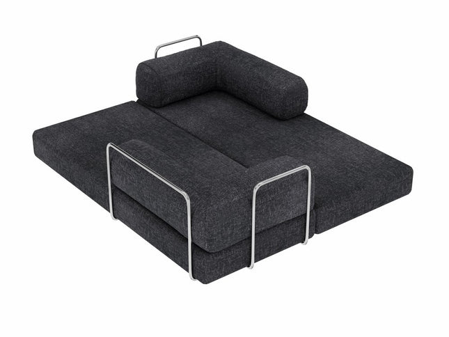 82" Gray Chenille Convertible Futon Sleeper Sofa