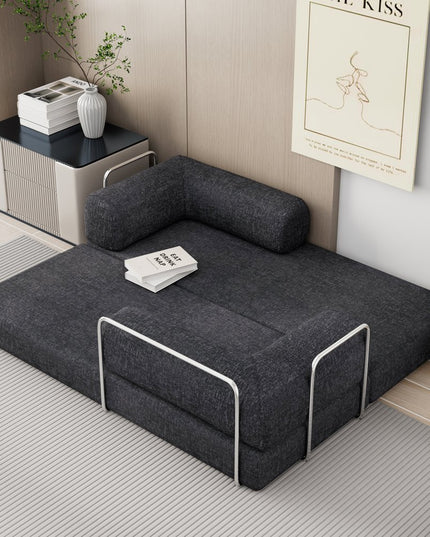 82" Gray Chenille Convertible Futon Sleeper Sofa