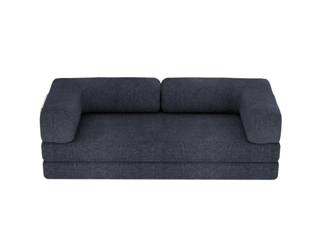 82" Blue Chenille Convertible Futon Sleeper Sofa