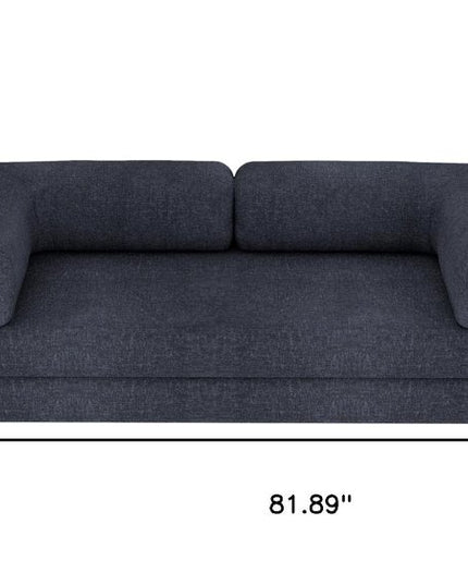 82" Blue Chenille Convertible Futon Sleeper Sofa