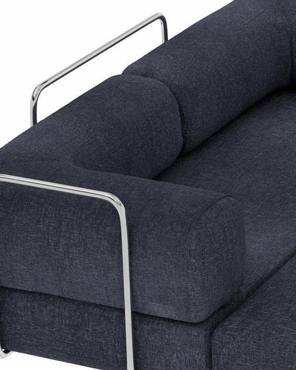 82" Blue Chenille Convertible Futon Sleeper Sofa